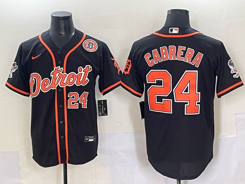 Men 2025 Detroit Tigers #24 Cabrera Black Joint Name Nike MLB Jersey style 5->detroit tigers->MLB Jersey